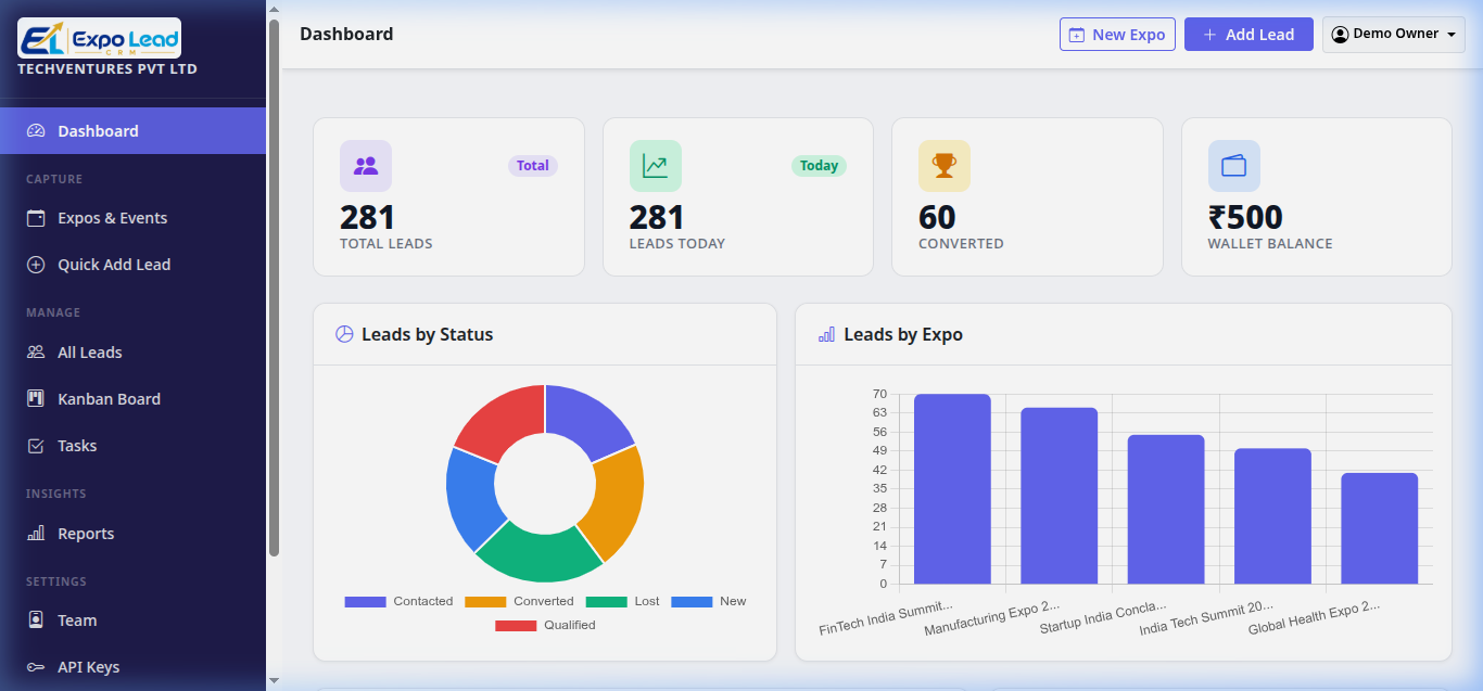 Expo Lead CRM Live Owner Dashboard Banner