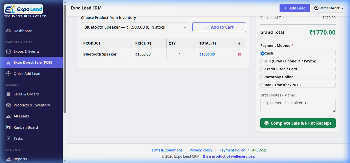Booth Direct Point of Sale Interface Preview